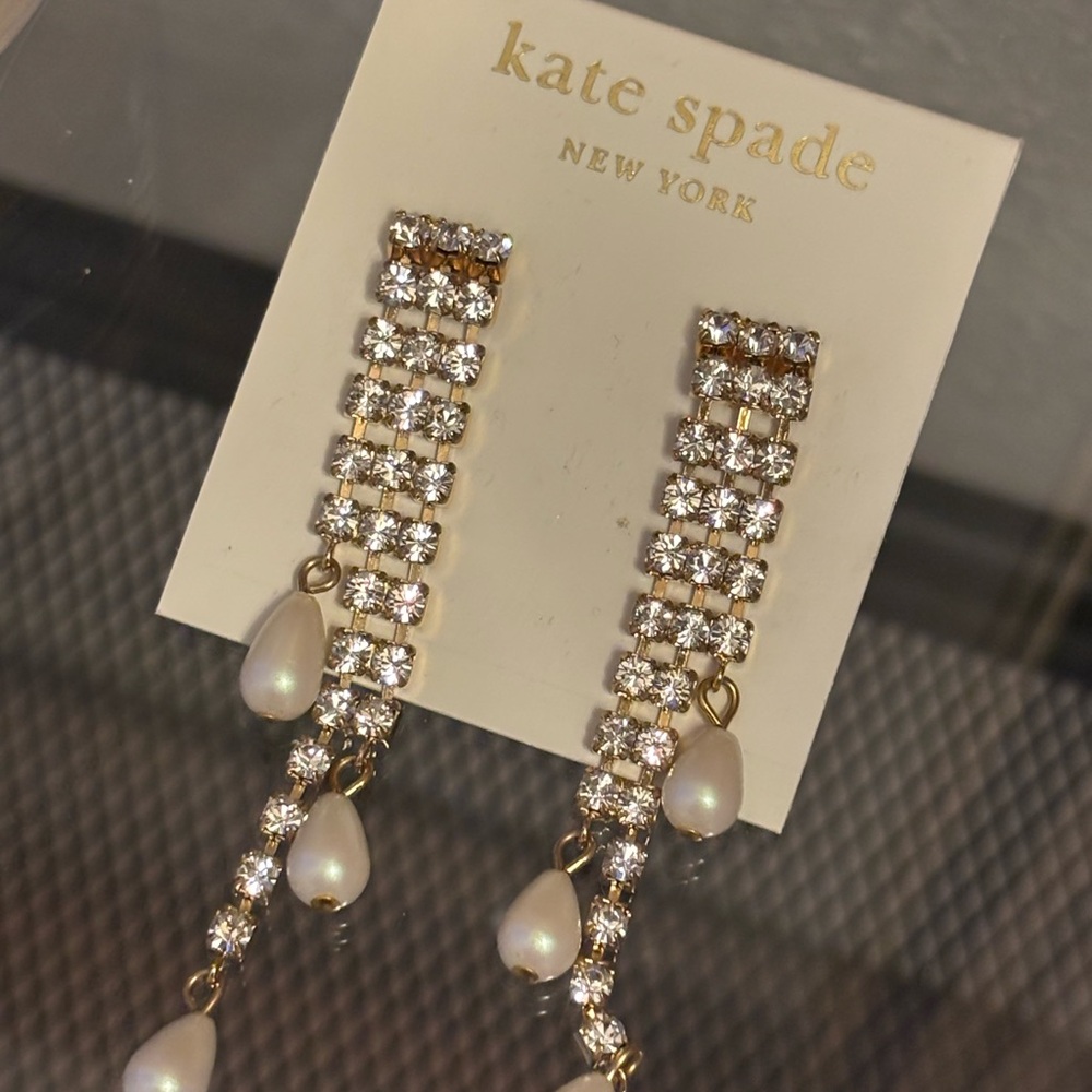 Kate Spade pearls & rhinestones drop Earrings. NWT